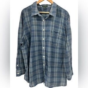 LRL Lauren Jeans Co. Ralph Lauren Cotton Blue Plaid Button Up Shirt - Size 3X
